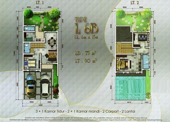 Rumah 2lt 6x15 90m Type 3KT Cluster Thames JGC Jakarta Garden City Cakung - 1