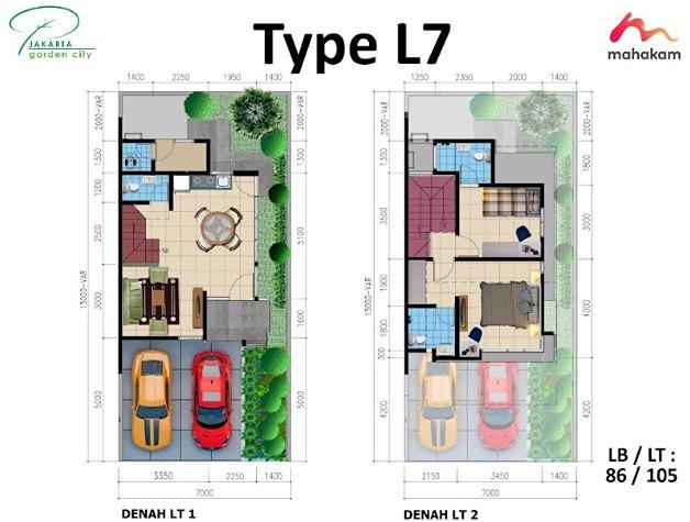 Rumah 2lt 7x15 105m 2+1KT cluster Mahakam JGC Jakarta garden City - 3