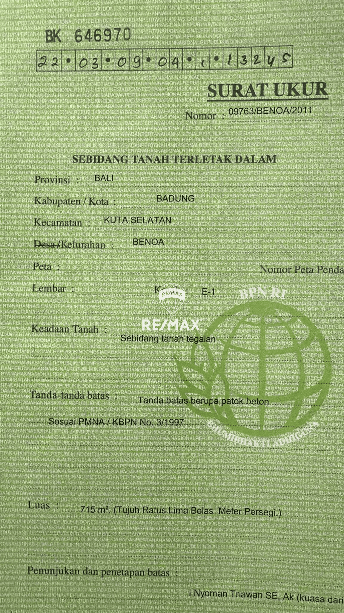 DIJUAL tanah di Benoa Kuta Selatan Badung BALI