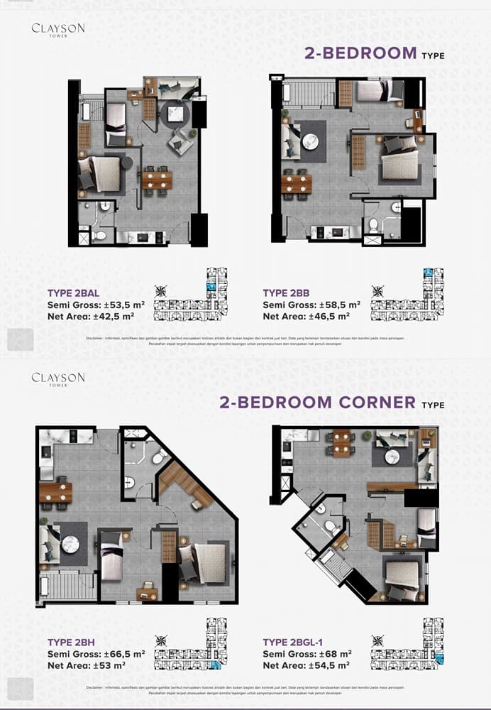 Dijual Apartemen Calyson Type 2BR